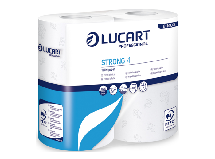 TOILETPAPIER STRONG LUCART 2-L          14 X 4 ROLLEN 500 VEL (811403I)