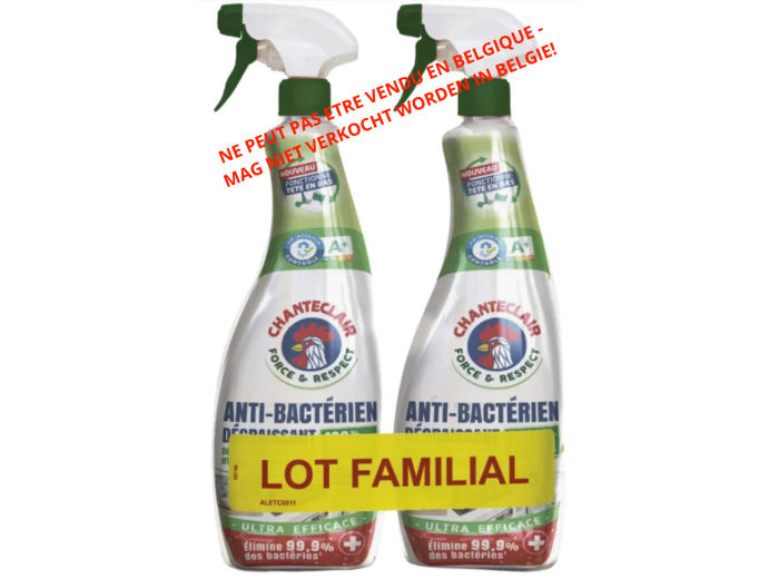 CHANTECLAIR ONTVETTER ANTI BACTERIEN LOT DE 2 X 625ML