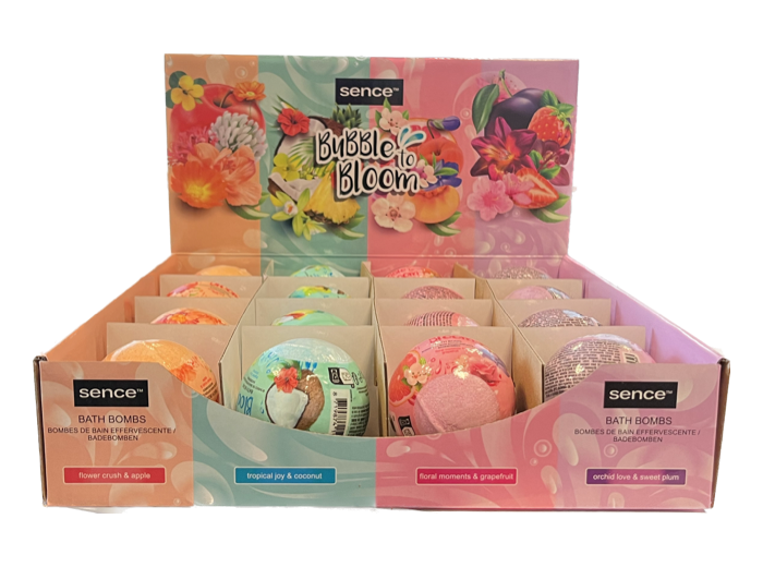 SENCE DISPLAY BATH BOMBS 16 PCS 4 SOORTEN BUBBLE TO BLOOM