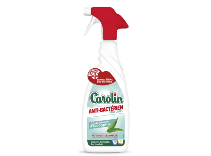 CAROLIN ALLESREINIGER SPRAY ANTI-BACTERIËN ZONDER JAVEL EUCALYPTUS 650ML