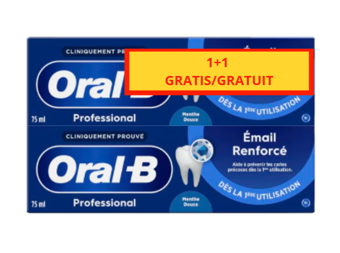 ORAL-B PROFESSIONAL TANDPASTA GLAZUURVERSTERKING 2X75ML ZACHTE MUNT