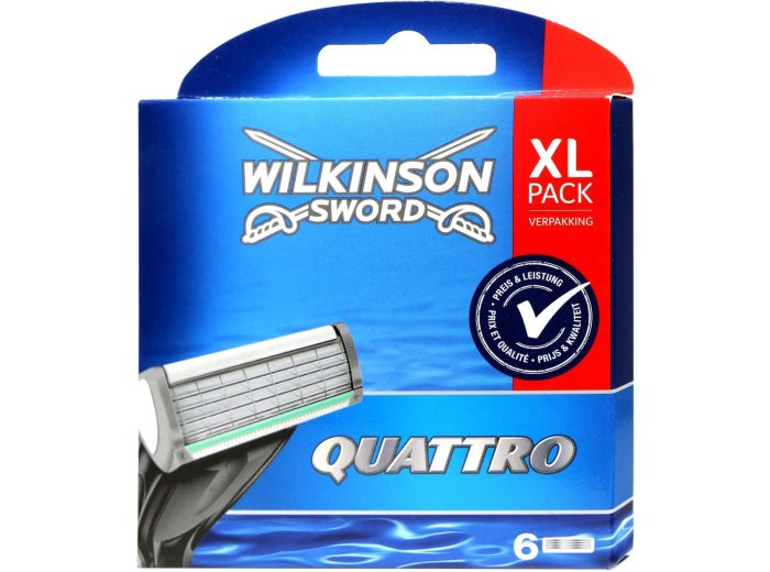 WILKINSON VERVANGMESJES 6ST XL PACK     QUATTRO (4 MESSEN)