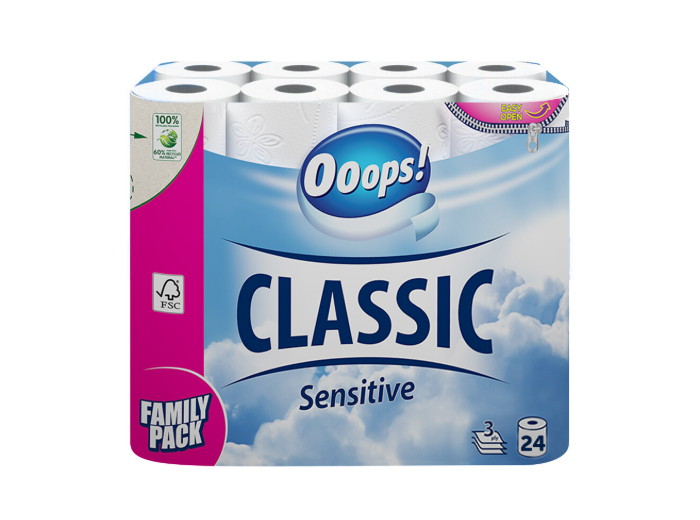 OOOPS TOILETPAPIER 3 LAAGS 24 ROLLEN 125VEL