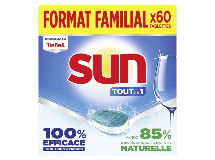 SUN VAATWASTABLETTEN TOUT EN 1 REGULAR 60 TABS FORMAT FAMILIAL