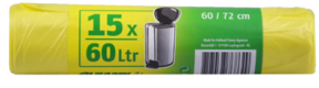 PEDAALEMMERZAKJES GEEL 60 X 72 CM 60 L  15 ST