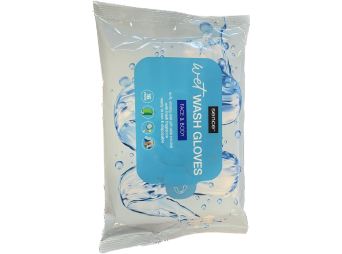 SENCE VOCHTIGE WASHANDJES 16 STUKS FACE & BODY