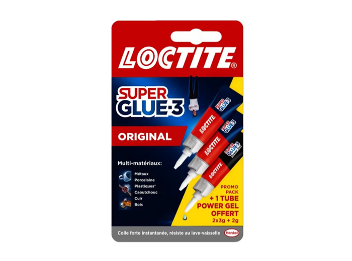 LOCTITE SUPER GLUE 3 ORIGINAL 2X3GR + 1 POWER GEL 2GR GRATIS