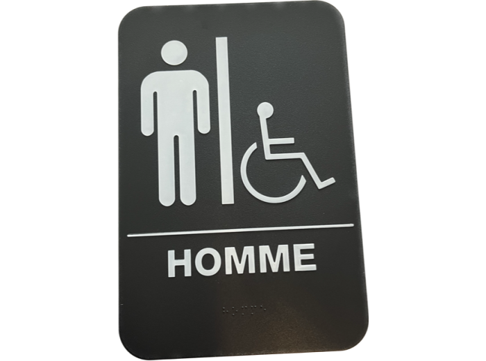 SIGNAALBORD TOILETTES HOMME & HANDICAPES MET DUBBELZIJDIGE TAPE & BRAILLE