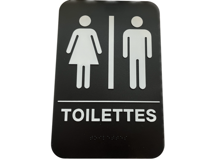 SIGNAALBORD TOILETTES MAN & VROUW MET DUBBELZIJDIGE TAPE & BRAILLE