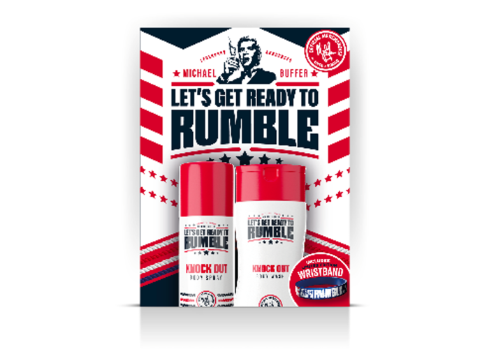 LETS GET READY TO RUMBLE GIFTSET KNOCK OUT BODY SPRAY + BODY WASH + WRISTBAND  
