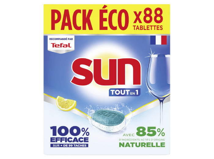 SUN VAATWASTABLETTEN TOUT EN 1 CITRON 88 TABS PACK ECO