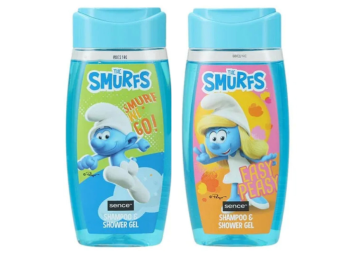 SENCE SMURFEN SHAMPOO & DOUCHE GEL 210ML ASSORTIMENT 12ST