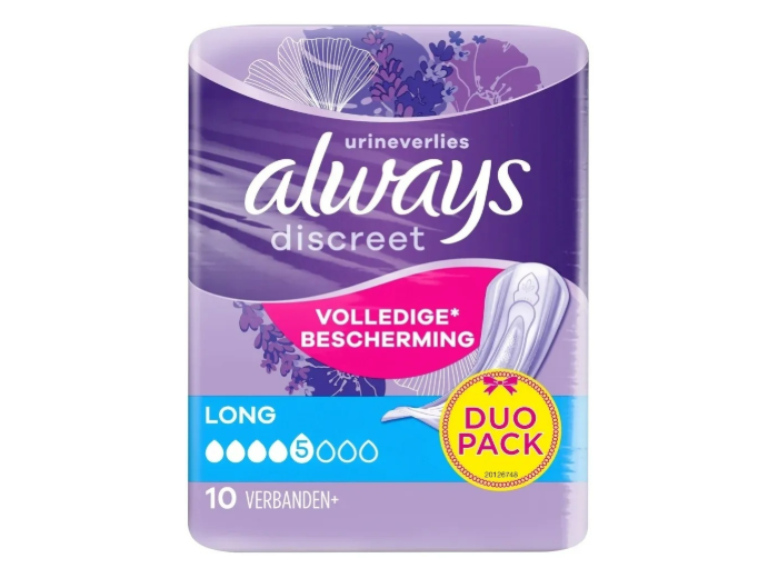 ALWAYS DISCREET URINEVERLIES 2 X 10 VERBANDEN LONG (DUO PACK)