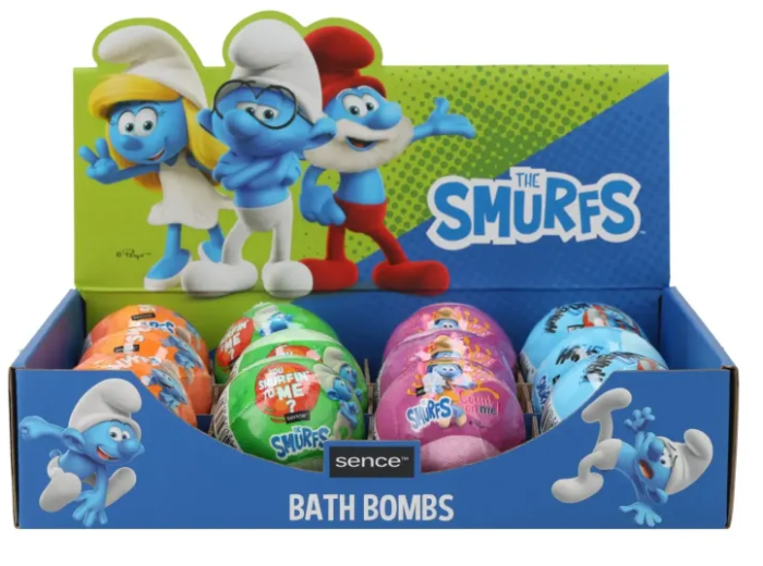 SENCE SMURFEN DISPLAY BATH BOMBS 12PCS 100GR 4 SOORTEN