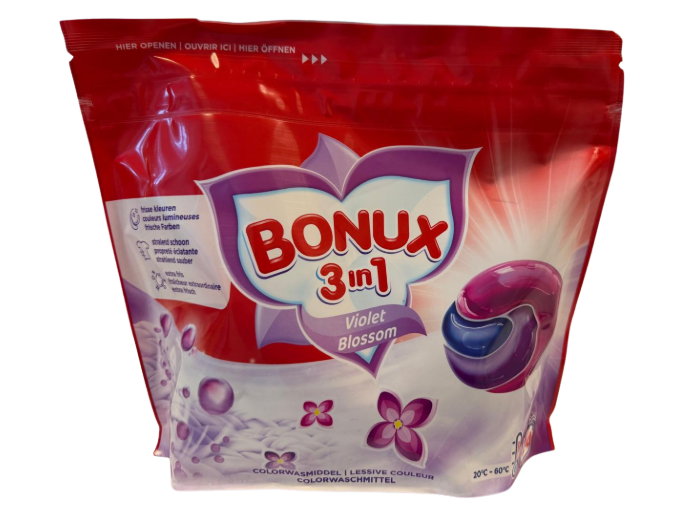 BONUX WASMIDDEL PODS 3IN1 VIOLET BLOSSOM 24PCS