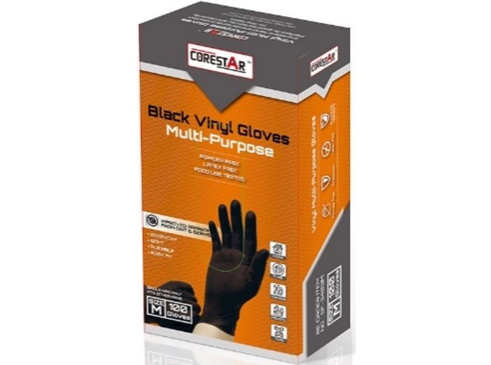 CORESTAR ZWARTE VINYL HANDSCHOENEN 100 STUKS MAAT LARGE                         