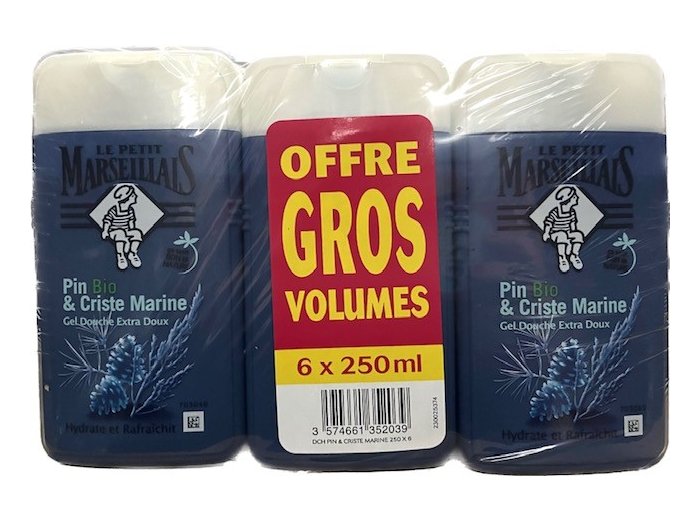 LE PETIT MARSEILLAIS DOUCHE 6-PACK 250ML PIN BIO & CRISTE MARINE