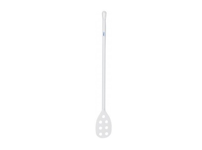 SPATEL VIKAN GEPERFOREERD POLYPROP WIT  LANGE STEEL 120X3,5 CM BLAD 160X300 MM