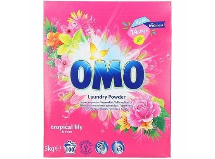 OMO WASPOEDER TROPICAL LILY & ROSE 5KG 100SC