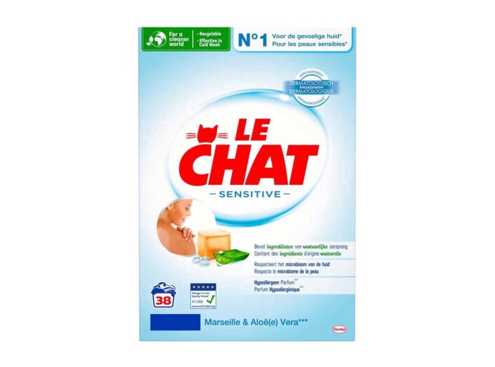 LE CHAT WASPOEDER SENSITIVE MARSEILLE & ALOE VERA 38SC 2,28KG
