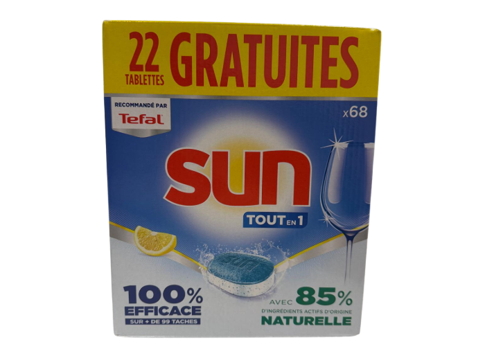 SUN VAATWASTABLETTEN TOUT EN 1 CITRON 68 TABS