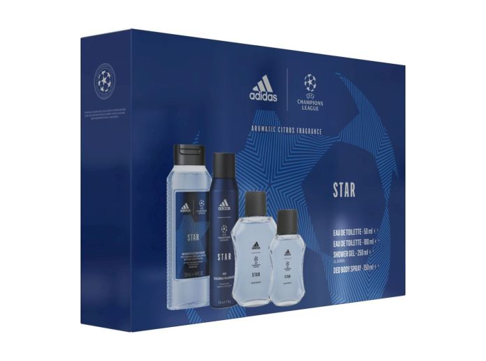 ADIDAS GIFTSET UEFA STAR EDT 50ML + EDT 100ML + DOUCHE 250ML + DEO 150ML