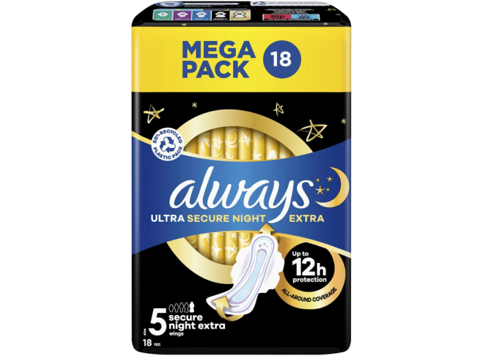 ALWAYS ULTRA SECURE NIGHT MAANDVERBAND MET VLEUGELS 18PCS MAAT 5 