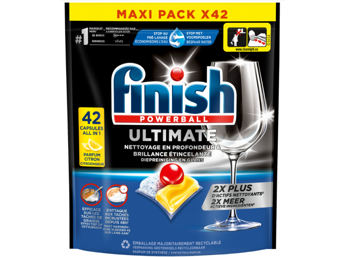 FINISH POWERBALL ULTIMATE VAATWASTABLETTEN 42PCS LEMON 