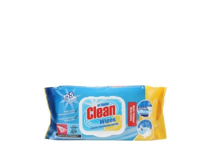 AT HOME CLEAN LINGETTES NETTOYANTES MULTI-USAGES 55PCS CITRON