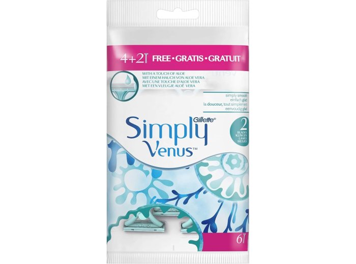 GILLETTE SIMPLY VENUS 2 DISPOSABLE RAZORS 6PCS