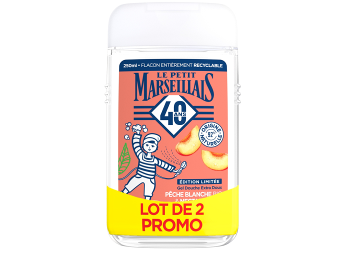 LE PETIT MARSEILLAIS DOUCHE 2X250ML PECHE BLANCHE & NECARTINE BIO