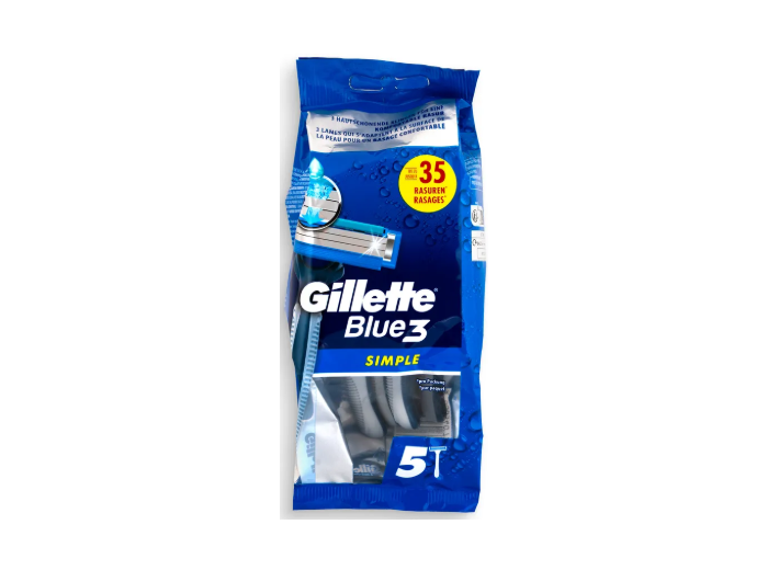 GILLETTE BLUE 3 DISPOSABLE RAZORS 5PCS SIMPLE