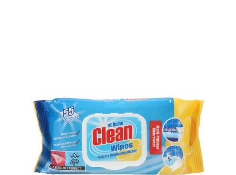 AT HOME CLEAN LINGETTES NETTOYANTES MULTI-USAGES 55PCS CITRON