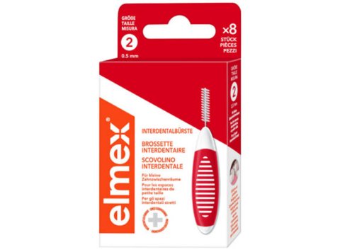ELMEX INTERDENTALE BORSTEL ROOD 0,5MM 8 STUKS MAAT 2