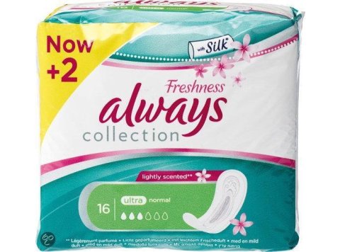 ALWAYS MAANDVERBAND 16 ST + 2 ST SILK FRESHNESS ULTRA NORMAL