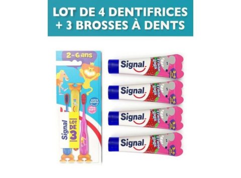 SIGNAL MIXDOOS KIDS 4 X TANDPASTA + 1 X TANDENBORSTEL ( 3-PACK)