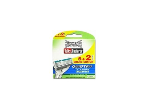 WILKINSON VERVANGMESJES 5+2 GRATIS QUATTRO TITANIUM SENSITIVE (4 MESSEN)