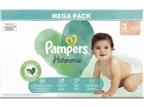 PAMPERS HARMONIE LUIERS MEGA PACK 90 STUKS MAAT 3 (6-10KG)