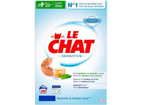 LE CHAT WASPOEDER SENSITIVE MARSEILLE & ALOE VERA 38SC 2,28KG