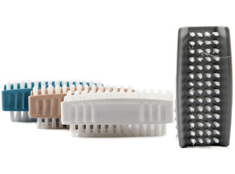 NAGELBORSTEL POLYAMIDE, DUBBEL, PLASTIEK MONTUUR