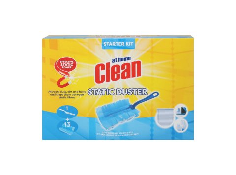 AT HOME CLEAN STATIC DUSTER STARTER SET 1 HOUDER + 13 REFILLS
