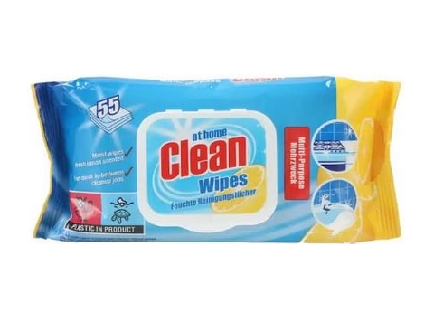 AT HOME CLEAN MULTI PURPOSE REINIGINGSDOEKJES LEMON 55ST