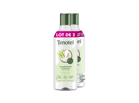 TIMOTEI SHAMPOO LAIT DE COCO & ALOE VERA LOT DE 2X300ML