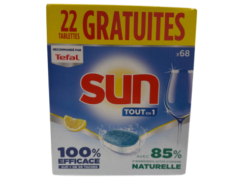 SUN VAATWASTABLETTEN TOUT EN 1 CITRON 68 TABS