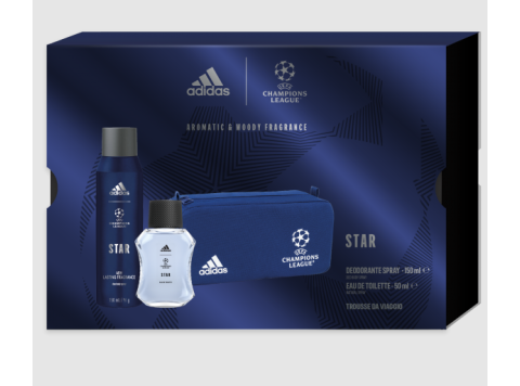 ADIDAS GIFTSET UEFA STAR EDT 50ML + AFTERSHAVE 100ML + UEFA TOILETTAS