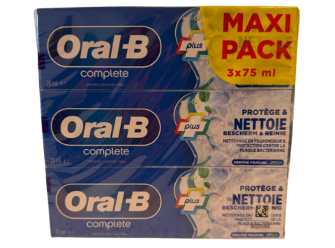 ORAL-B COMPLETE TANDPASTA 3X75ML BESCHERM & REINIG FRISSE MUNT