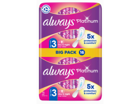 ALWAYS PLATINUM MAANDVERBANDEN 16PCS MAAT 3 LONG PLUS BIG PACK