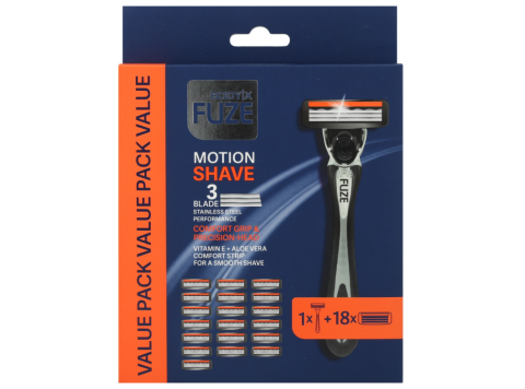 BODY-X FUZE 1 SCHEERMES + 18 REFILL MESJES TRIPLE BLADES