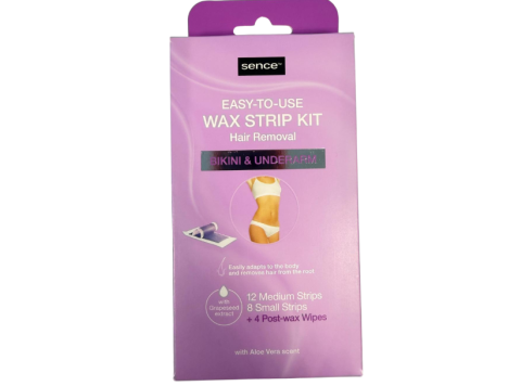 SENCE WAX STRIP KIT BIKINI & UNDERNARM 12 MEDIUM + 8 SMALL STRIP + 4 POST WAX WIPES