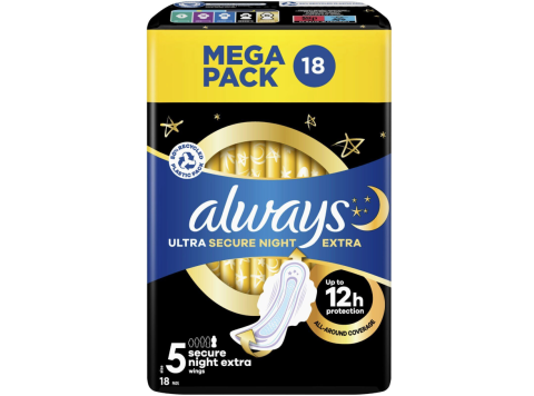 ALWAYS ULTRA SECURE NIGHT MAANDVERBAND MET VLEUGELS 18PCS MAAT 5